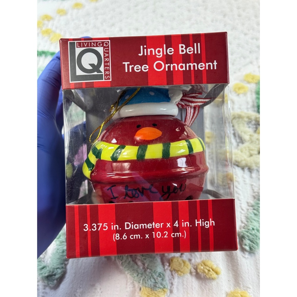 Living Quarters Red Bird Jingle Bell Christmas Tree Ornament Dolomite 4in